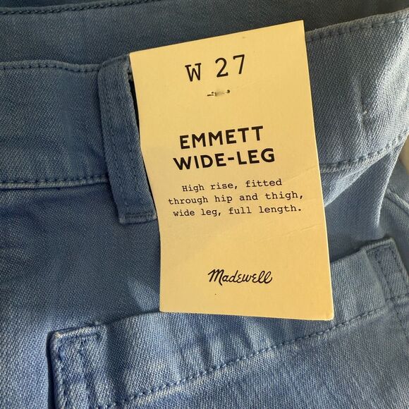 MADEWELL Emmett Wide-Leg Pant 27 Delphinium Blue Patch Pockets NWT B22 - Picture 4 of 6